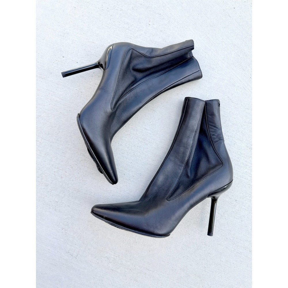 Rag & Bone Black Leather Pointed Toe Stiletto Ankle Boots Size 39.5